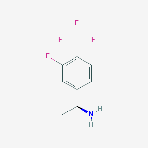 Chemical structure of (S)-1-(3-Fluoro-4-(trifluoromethyl)phenyl)ethanamine