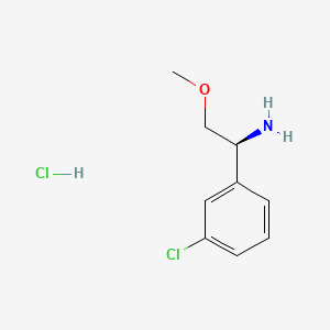 Chemical structure of (S)-1-(3-Chlorophenyl)-2-methoxyethan-1-amine hydrochloride