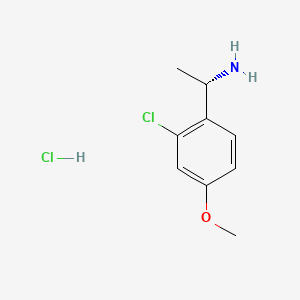 Chemical structure of (S)-1-(2-Chloro-4-methoxyphenyl)ethan-1-amine hydrochloride
