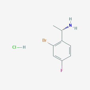 Chemical structure of (S)-1-(2-Bromo-4-fluorophenyl)ethanamine hydrochloride
