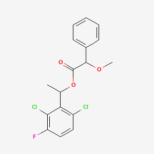 Chemical structure of (S)-1-(2,6-dichloro-3-fluorophenyl)ethyl (S)-2-methoxy-2-phenylacetate