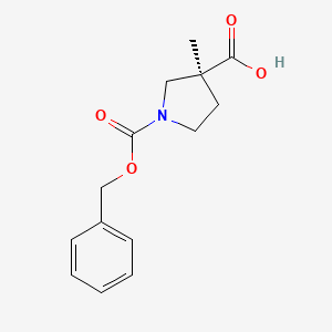 Chemical structure of (S)-1-((Benzyloxy)carbonyl)-3-methylpyrrolidine-3-carboxylic acid