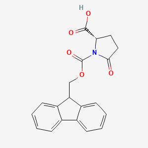 Chemical structure of 9-Fluoroenylmethoxycarbonylpyroglutamate