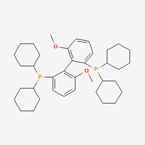 Chemical structure of (S)-(6,6'-Dimethoxy-[1,1'-biphenyl]-2,2'-diyl)bis(dicyclohexylphosphine)