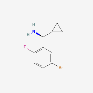 Chemical structure of (S)-(5-Bromo-2-fluorophenyl)(cyclopropyl)methanamine