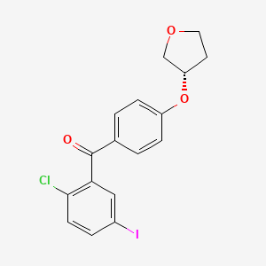 Chemical structure of (S)-(2-Chloro-5-iodophenyl)(4-((tetrahydrofuran-3-yl)oxy)phenyl)methanone