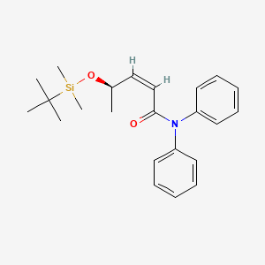 Chemical structure of (R,Z)-4-((tert-Butyldimethylsilyl)oxy)-N,N-diphenylpent-2-enamide