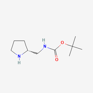 Chemical structure of (R)-tert-butyl pyrrolidin-2-ylmethylcarbamate