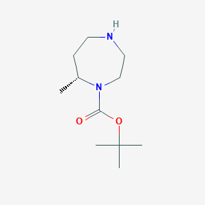 Chemical structure of (R)-tert-Butyl 7-methyl-1,4-diazepane-1-carboxylate