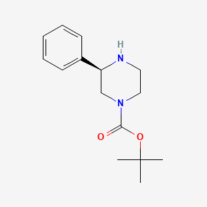 Chemical structure of (R)-tert-Butyl 3-phenylpiperazine-1-carboxylate
