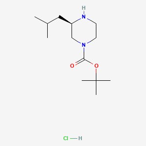 Chemical structure of (R)-tert-Butyl 3-isobutylpiperazine-1-carboxylate hydrochloride