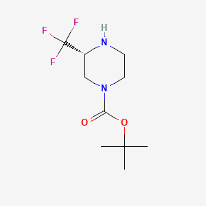 Chemical structure of (R)-tert-Butyl 3-(trifluoromethyl)piperazine-1-carboxylate