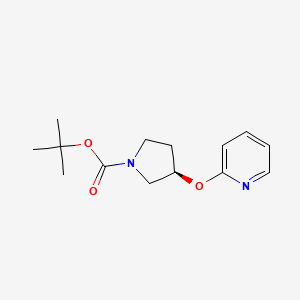Chemical structure of (R)-tert-Butyl 3-(pyridin-2-yloxy)pyrrolidine-1-carboxylate