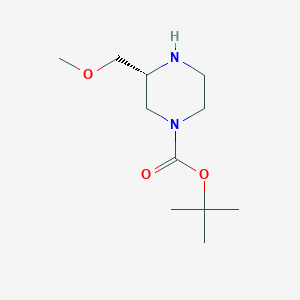 Chemical structure of (R)-tert-Butyl 3-(methoxymethyl)piperazine-1-carboxylate