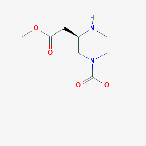 Chemical structure of (R)-4-N-Boc-Piperazine-2-acetic acid methyl ester
