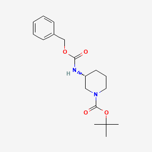 Chemical structure of (R)-tert-butyl 3-(((benzyloxy)carbonyl)amino)piperidine-1-carboxylate