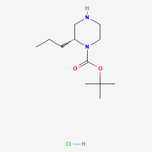 Chemical structure of (R)-tert-Butyl 2-propylpiperazine-1-carboxylate hydrochloride