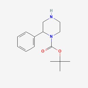 Chemical structure of tert-Butyl 2-phenylpiperazine-1-carboxylate
