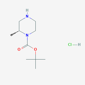 Chemical structure of (R)-tert-Butyl 2-methylpiperazine-1-carboxylate hydrochloride