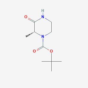 Chemical structure of (R)-tert-Butyl 2-methyl-3-oxopiperazine-1-carboxylate