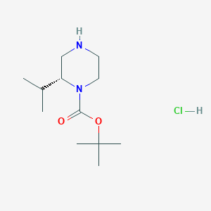 Chemical structure of (R)-tert-Butyl 2-isopropylpiperazine-1-carboxylate hydrochloride