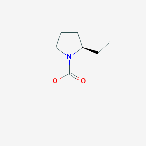 Chemical structure of (R)-tert-Butyl 2-ethylpyrrolidine-1-carboxylate