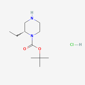 Chemical structure of (R)-tert-Butyl 2-ethylpiperazine-1-carboxylate hydrochloride