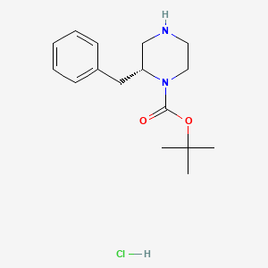 Chemical structure of (R)-tert-Butyl 2-benzylpiperazine-1-carboxylate hydrochloride