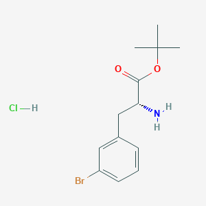 Chemical structure of (R)-tert-Butyl 2-amino-3-(3-bromophenyl)propanoate hydrochloride