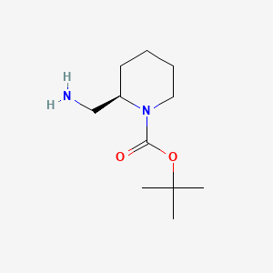 Chemical structure of (R)-tert-Butyl 2-(aminomethyl)piperidine-1-carboxylate