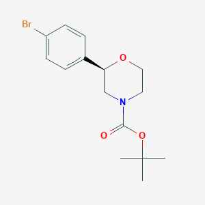 Chemical structure of (R)-tert-Butyl 2-(4-bromophenyl)morpholine-4-carboxylate
