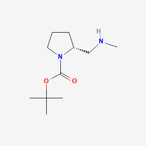 Chemical structure of (R)-tert-Butyl 2-((methylamino)methyl)pyrrolidine-1-carboxylate
