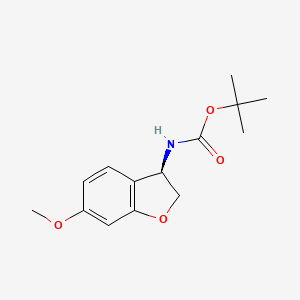 Chemical structure of (R)-tert-Butyl (6-methoxy-2,3-dihydrobenzofuran-3-yl)carbamate