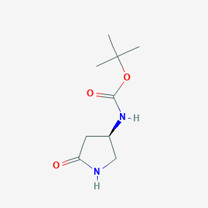 Chemical structure of (R)-tert-Butyl (5-oxopyrrolidin-3-yl)carbamate