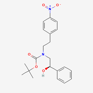 Chemical structure of (R)-tert-Butyl (2-hydroxy-2-phenylethyl)(4-nitrophenethyl)carbamate