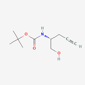 Chemical structure of (R)-tert-Butyl (1-hydroxypent-4-yn-2-yl)carbamate