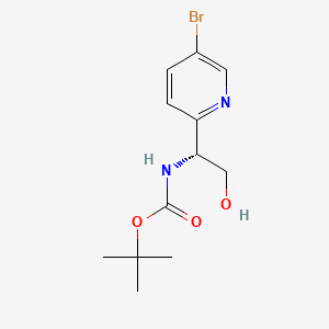 Chemical structure of (R)-tert-Butyl (1-(5-bromopyridin-2-yl)-2-hydroxyethyl)carbamate