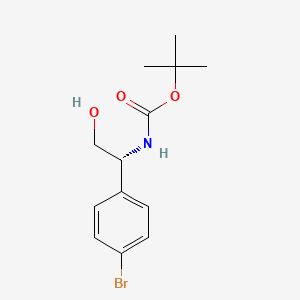 Chemical structure of (R)-tert-Butyl (1-(4-bromophenyl)-2-hydroxyethyl)carbamate