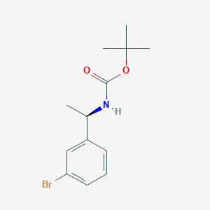 Chemical structure of (R)-tert-butyl 1-(3-bromophenyl)ethylcarbamate