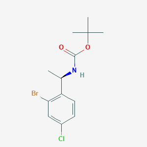 Chemical structure of (R)-tert-Butyl (1-(2-bromo-4-chlorophenyl)ethyl)carbamate