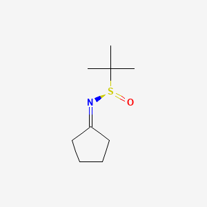 Chemical structure of (R)-N-Cyclopentylidene-2-methylpropane-2-sulfinamide