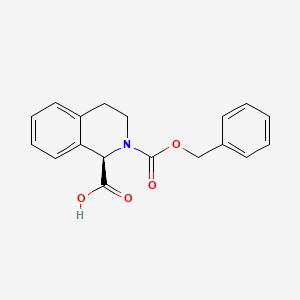 Chemical structure of (R)-N-Cbz-3,4-dihydro-1H-isoquinolinecarboxylic acid
