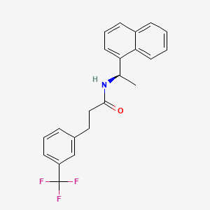 Chemical structure of (R)-N-(1-(Naphthalen-1-yl)ethyl)-3-(3-(trifluoromethyl)phenyl)propanamide