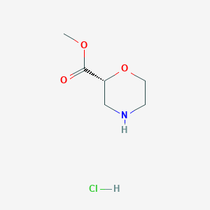 Chemical structure of (R)-Methyl morpholine-2-carboxylate hydrochloride