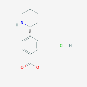 Chemical structure of (R)-Methyl 4-(piperidin-2-yl)benzoate hydrochloride