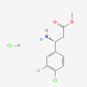 Chemical structure of (R)-Methyl 3-amino-3-(3,4-dichlorophenyl)propanoate hydrochloride
