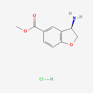 Chemical structure of (R)-Methyl 3-amino-2,3-dihydrobenzofuran-5-carboxylate hydrochloride
