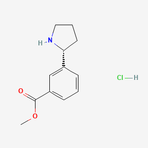 Chemical structure of (R)-methyl 3-(pyrrolidin-2-yl)benzoate hcl