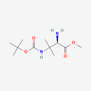 Chemical structure of (R)-Methyl 2-amino-3-((tert-butoxycarbonyl)amino)-3-methylbutanoate