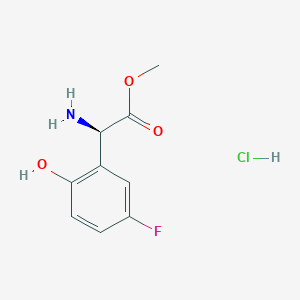 Chemical structure of (R)-methyl 2-amino-2-(5-fluoro-2-hydroxyphenyl)acetate hydrochloride